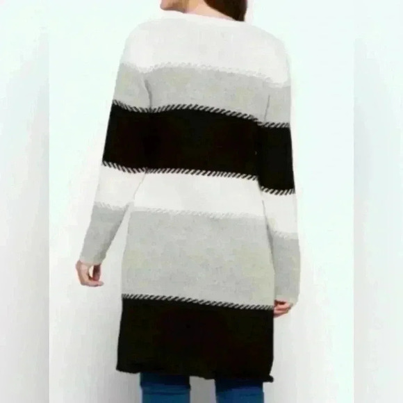NWT Stitch Fix Fortune + Ivy Adeline Cardigan Open Front~gray, black,& white~XS - Picture 2 of 8